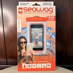 Seawag Waterproof Water Phone Case IPX8 Fits All Phones Orange And White